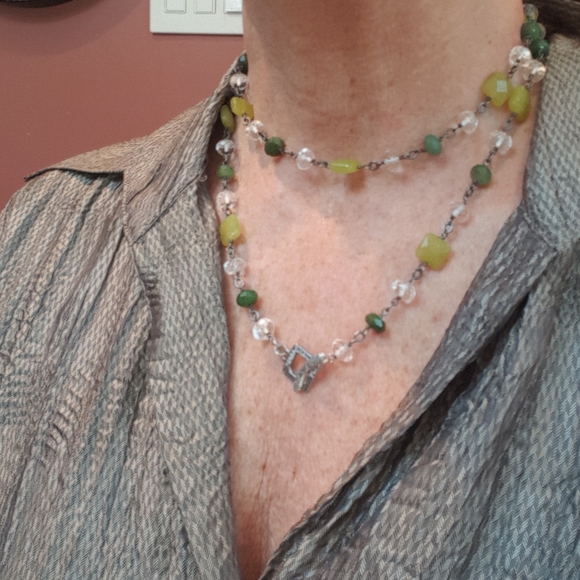 Silpada faceted jade crystal necklace with toggle - Picture 3 of 7